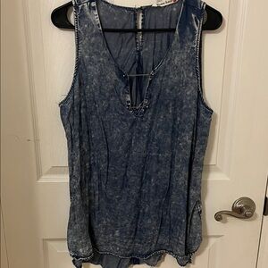 Women’s Acid-Wash Blue Tank